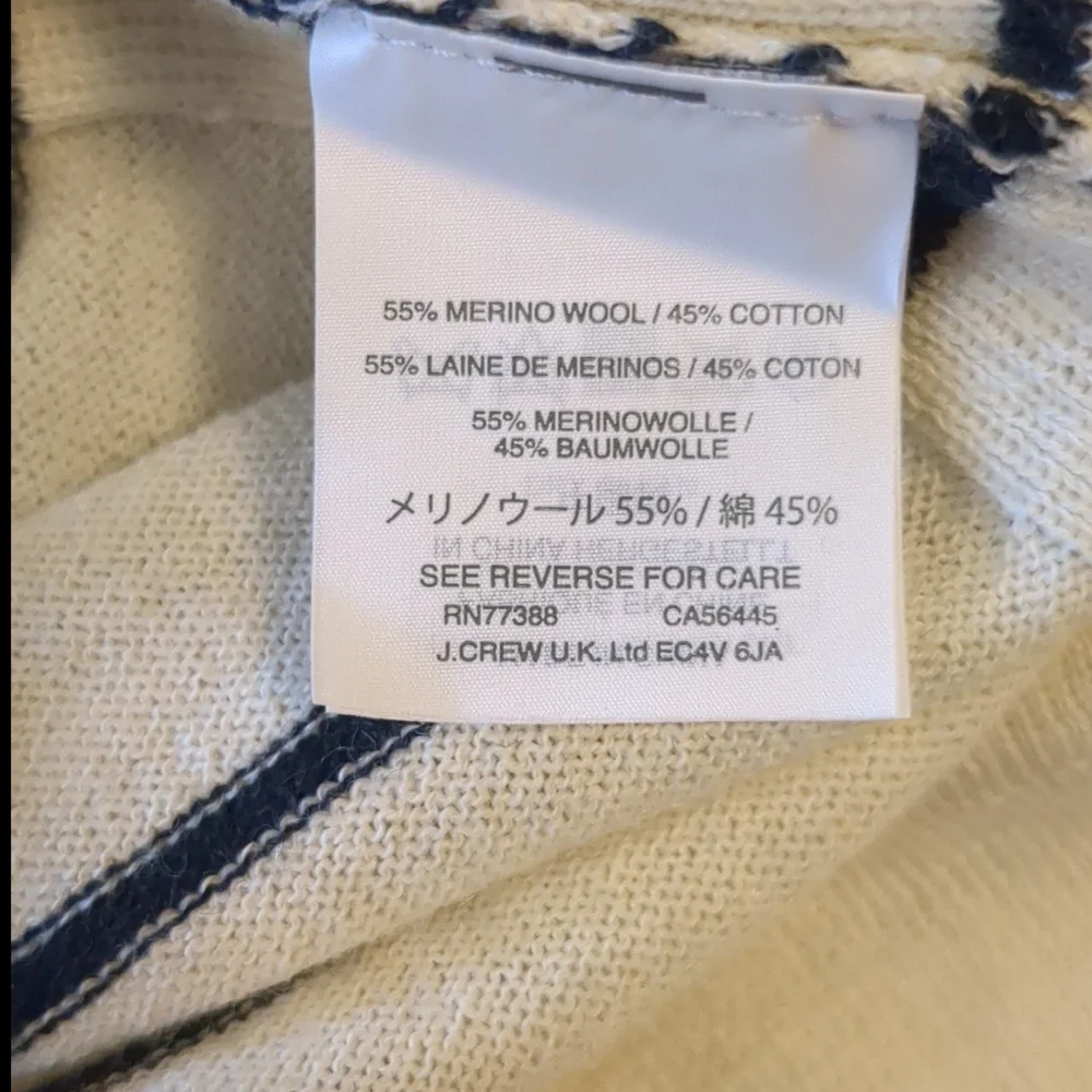 J. Crew V Neck sweater Merino wool & cotton blend Women's extra small Cream